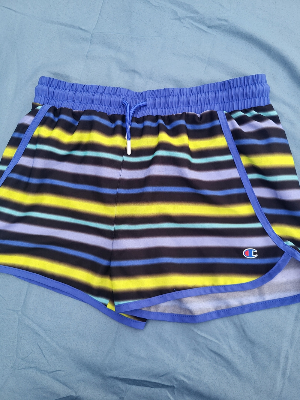 Champion Striped Athletic Shorts‎ in Yellow, Black & Blue